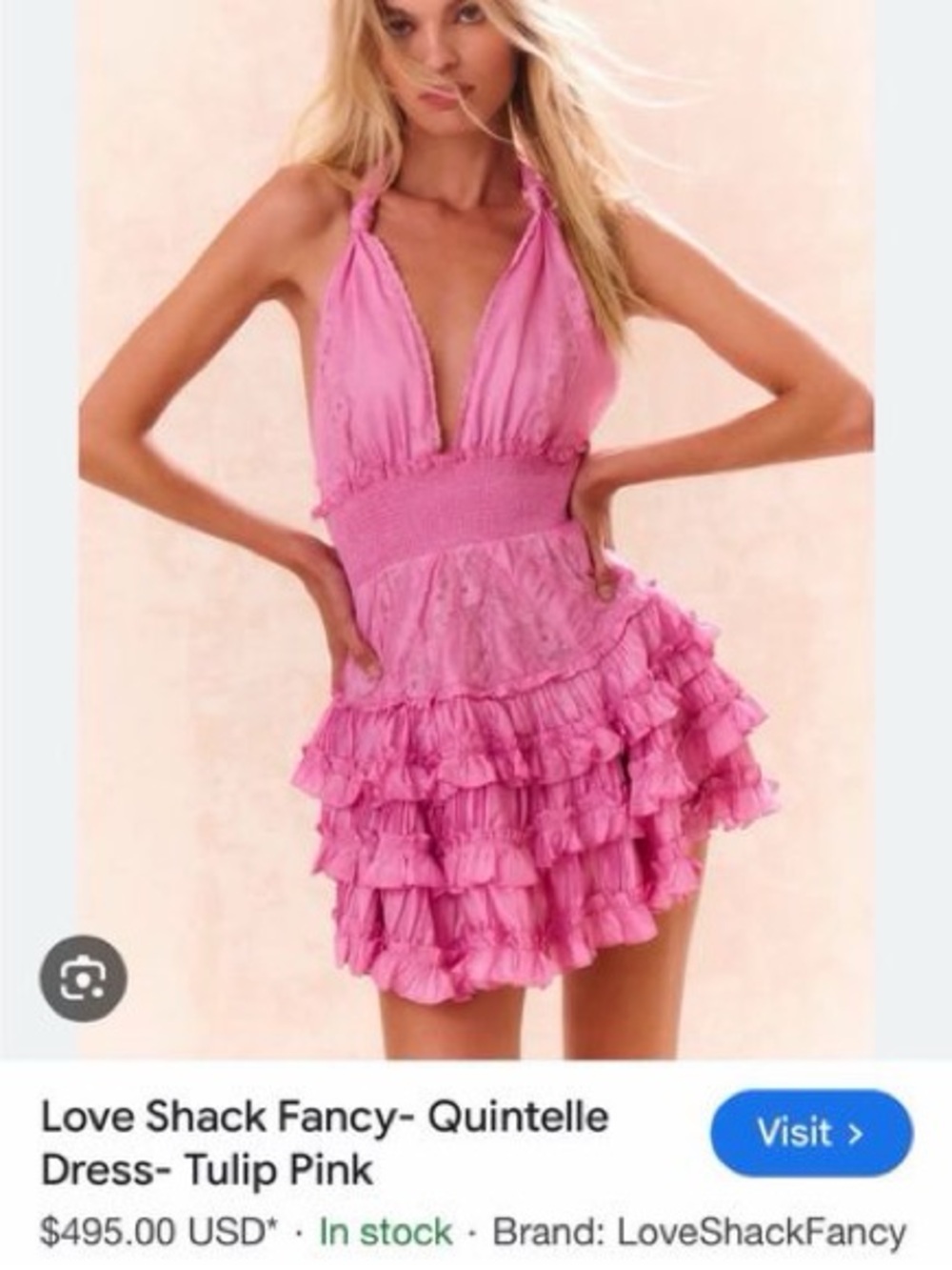 LoveShackFancy Pink Ruffled Halter One-Piece